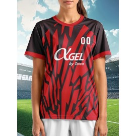 Customizable Women'S Plus Size Football Jersey - Soft & Breathable, Personalized Name & Number, Black with Red Accents, Perfect for Training, Sports Events & Casual Wear, Sports Event Apparel | Customizable Jersey | Comfortable Fit, Football Shirts