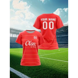 Customizable Women'S Plus Size Football Jersey - Soft & Breathable, Personalized Name & Number, Black with Red Accents, Perfect for Training, Sports Events & Casual Wear, Sports Event Apparel | Customizable Jersey | Comfortable Fit, Football Shirts
